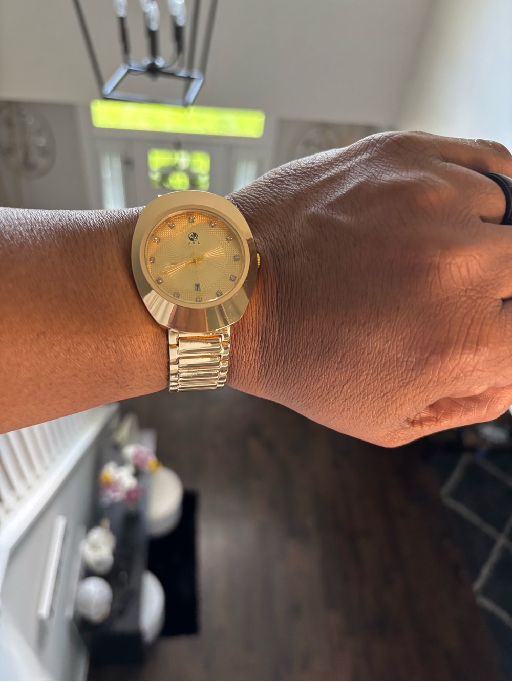 Gold-Tone Homage Design, Textured Dial Luxurious Gold Men's Watch